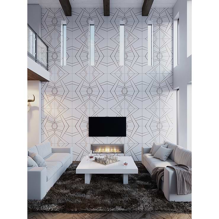 Empire White Porcelain & Brass Tile 