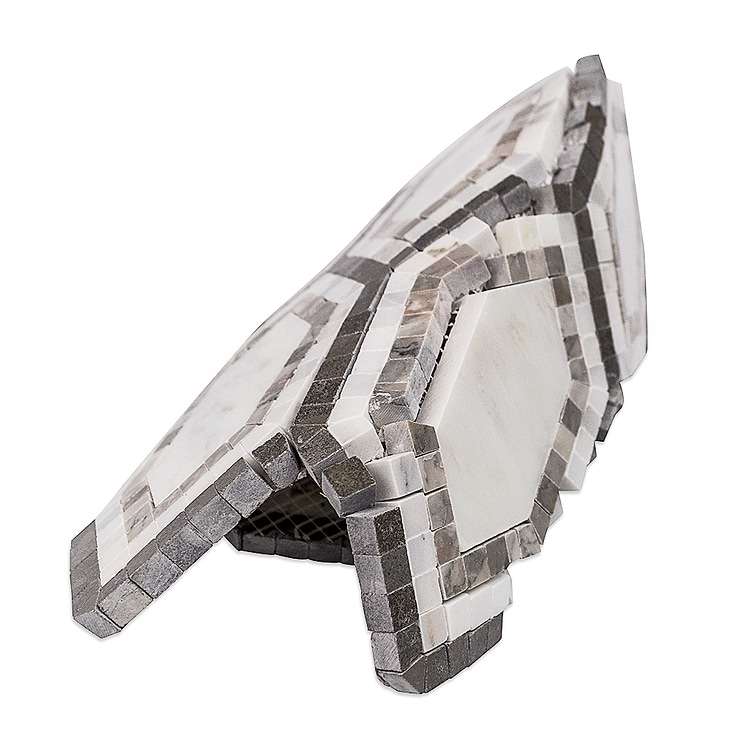 Infinity Asian Hexagon With Temple Gray Asian and Lagos Marble Tile