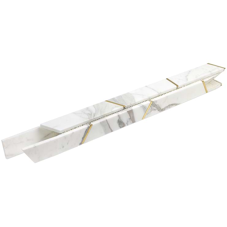 Matrix Trapezoid Marble and Brass Tile