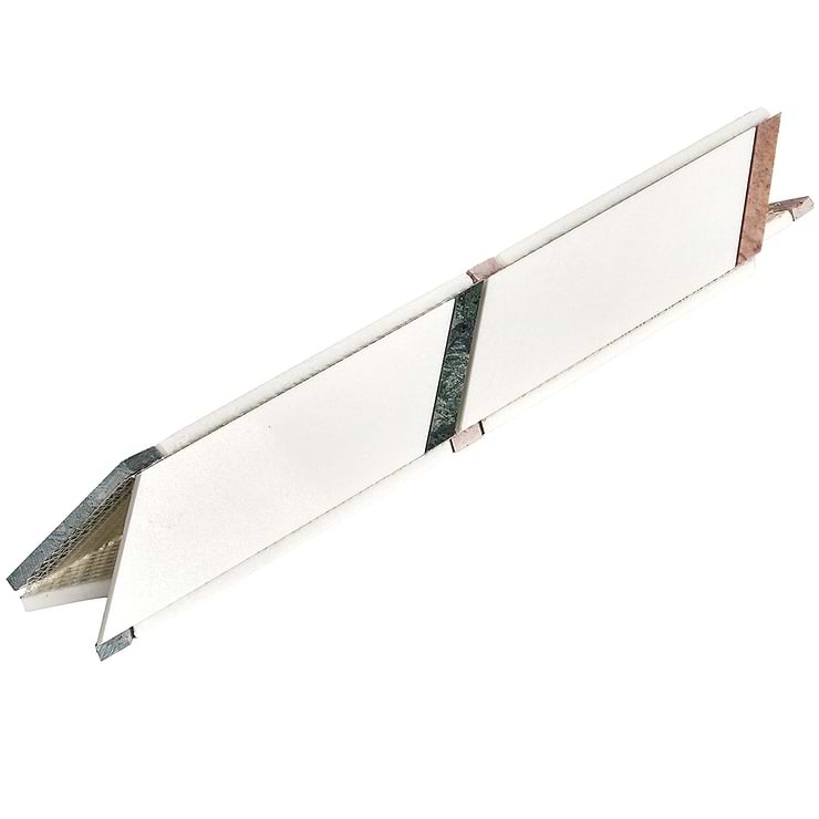 Fitz White Thassos Vera Polished Marble Mosaic Tile, Green and Pink Stripes