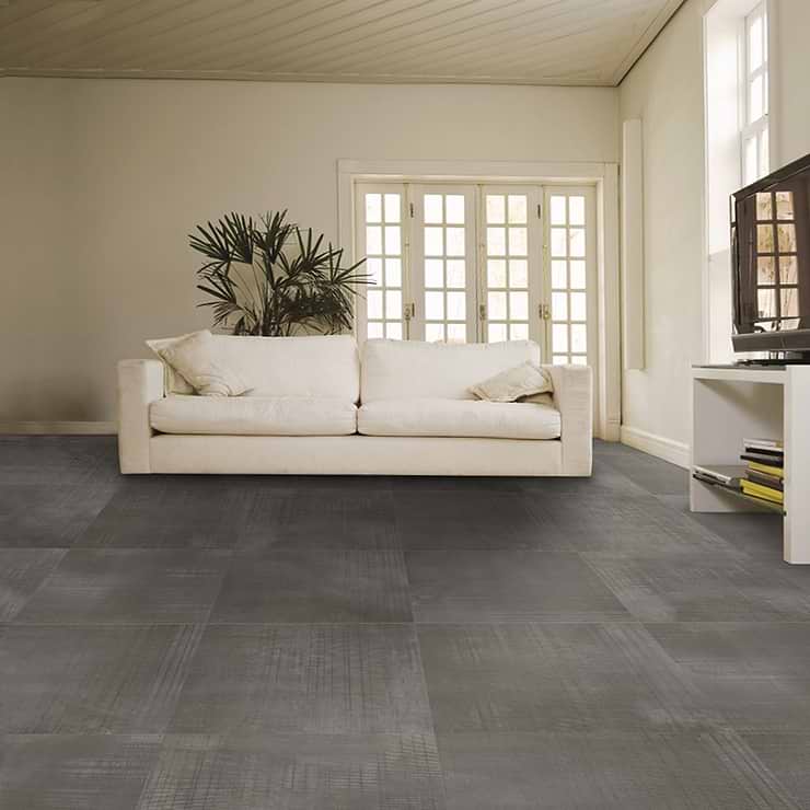 Ristretto Dark Gray 24X24 Matte Porcelain Tile; in Dark gray Porcelain; for Backsplash, Floor Tile, Kitchen Floor, Kitchen Wall, Wall Tile, Bathroom Floor, Bathroom Wall, Shower Wall, Outdoor Floor, Outdoor Wall, Commercial Floor; in Style Ideas Craftsman, Industrial, Transitional