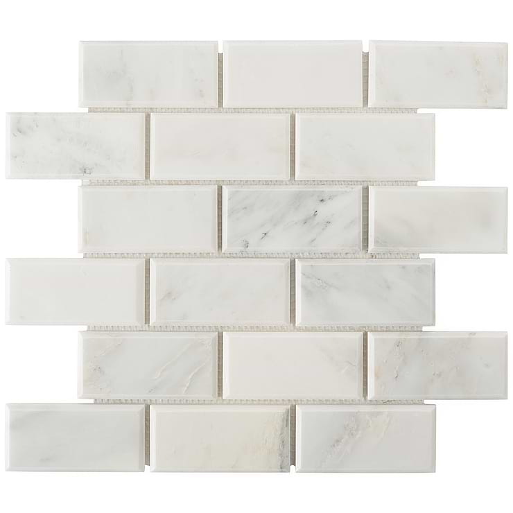 Asian Statuary 2x4" Beveled Brick Polished Marble Mosaic Tile