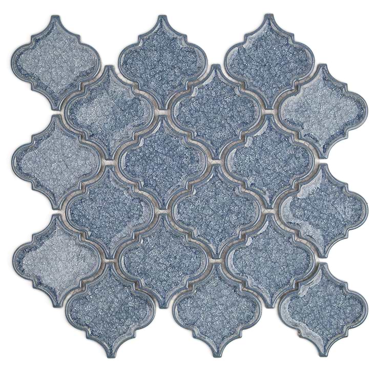 Brisk Blue Arabesque Glass Tile 