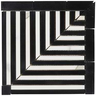 Monroe Corner Black & White 8x8 Polished Mable Mosaic