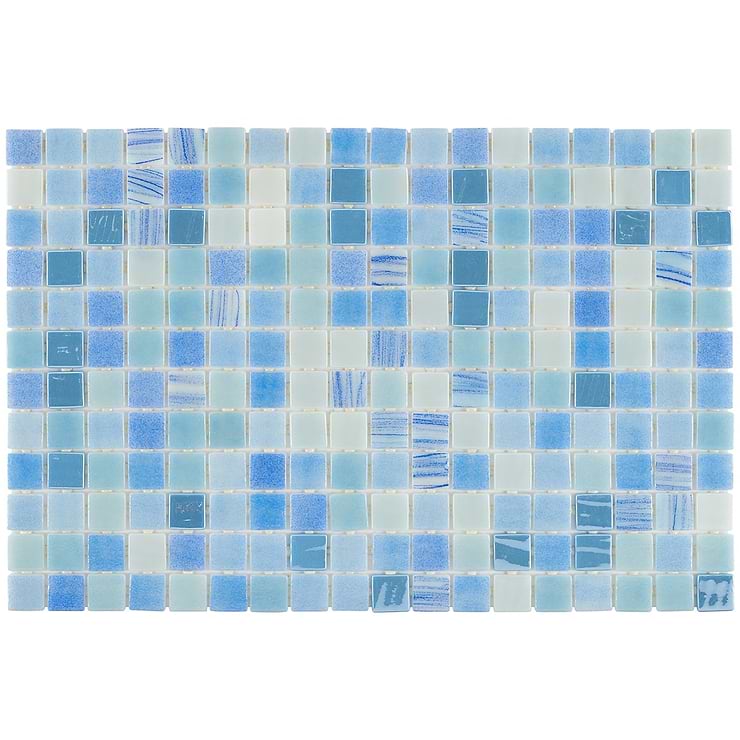 Swim Aquarius Blue 1x1 Polished Glass Mosaic Tile