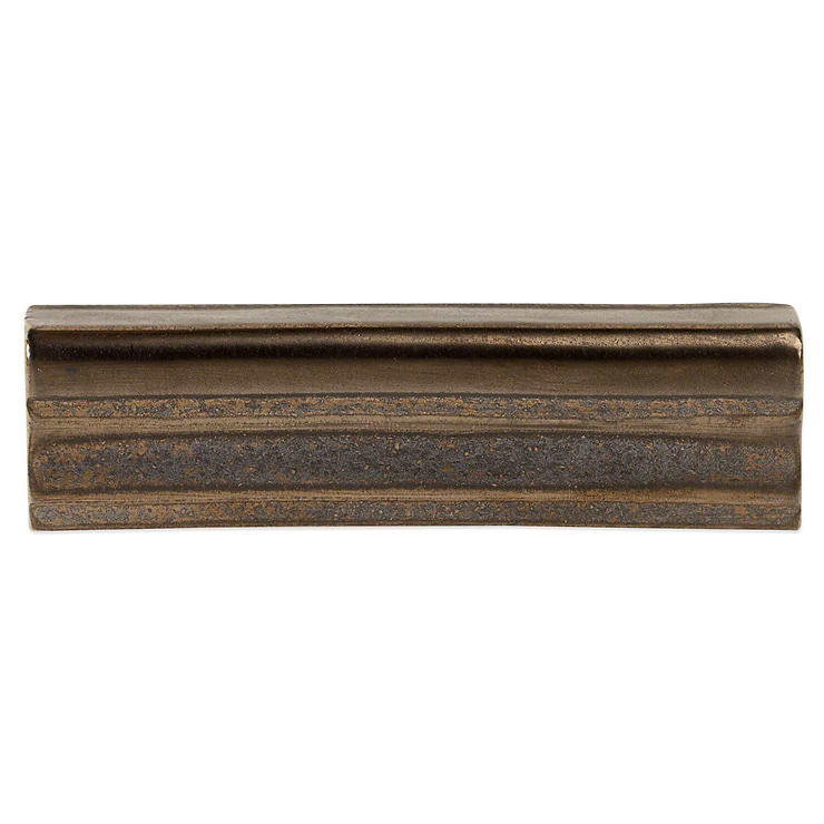 Nabi Metallic Copper 2x6 Crackled Glass Chair Rail Liner; in Copper Crackled Glass; for Backsplash, Bathroom Wall