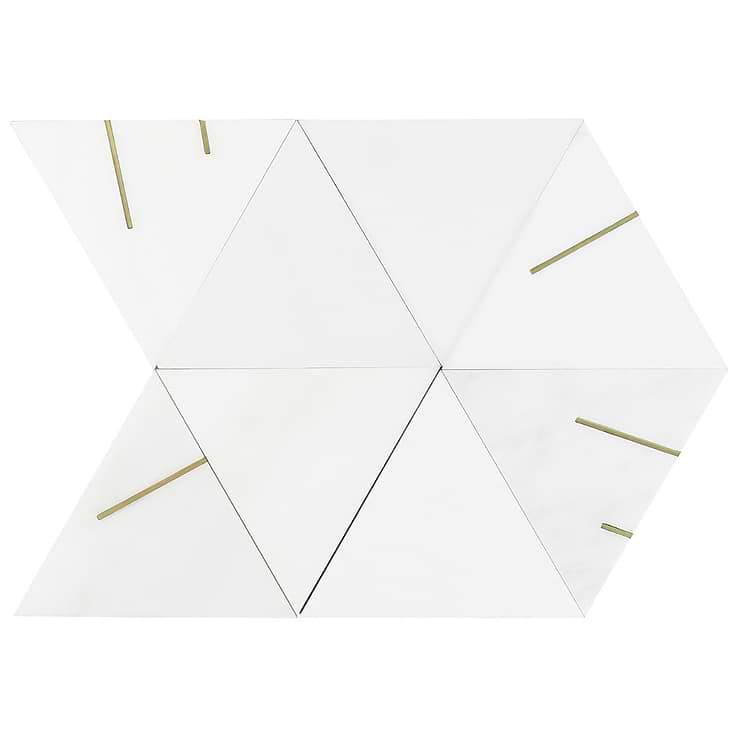 Ravi Asian Statuary Polished Marble and Brass Mosaic Tile