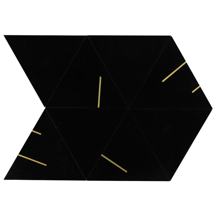 Ravi Nero Polished Marble and Brass Mosaic Tile