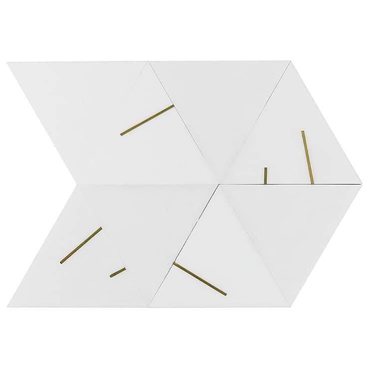 Ravi Thassos Polished Marble and Brass Mosaic Tile