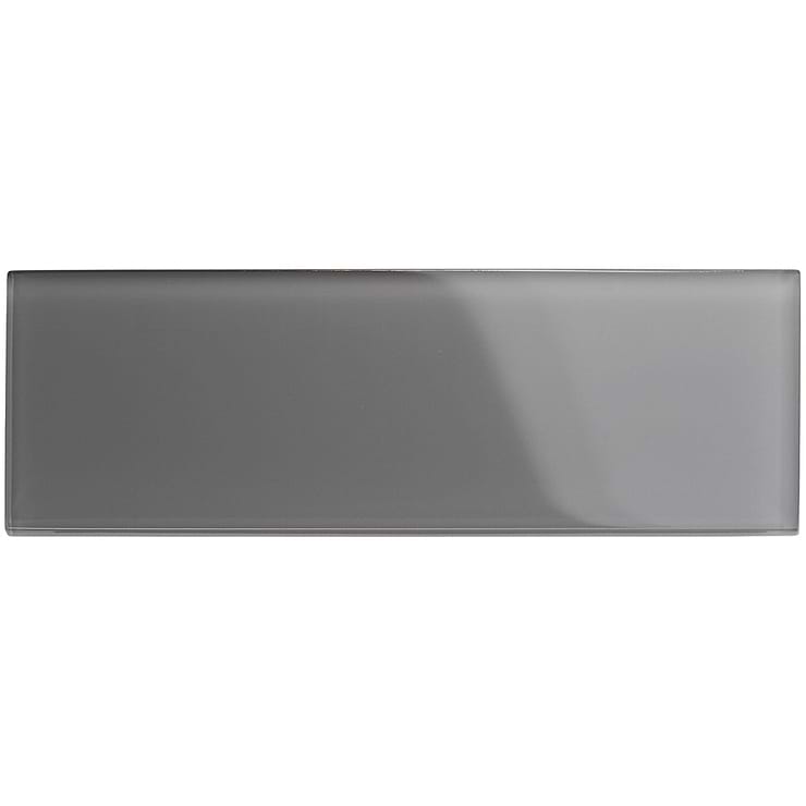Loft Ash Gray 4x12 Polished Glass Subway Wall Tile
