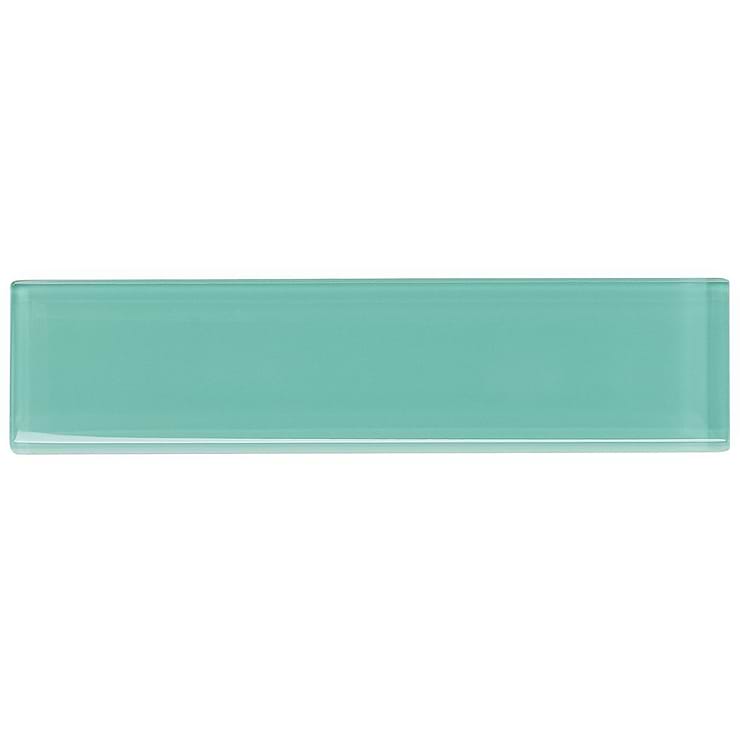 Loft Tea Green 2x8 Polished Glass Subway Tile for Wall