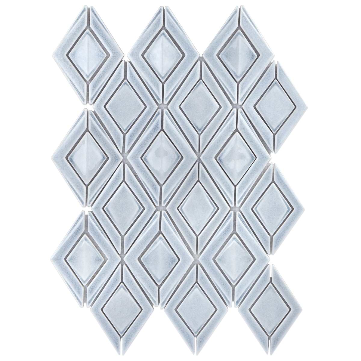 Nabi Jewel Arctic Blue 3D Glossy Crackled Glass Mosaic Tile