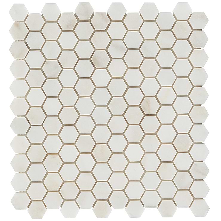 White Jade 1" Hexagon Polished Marble Tile