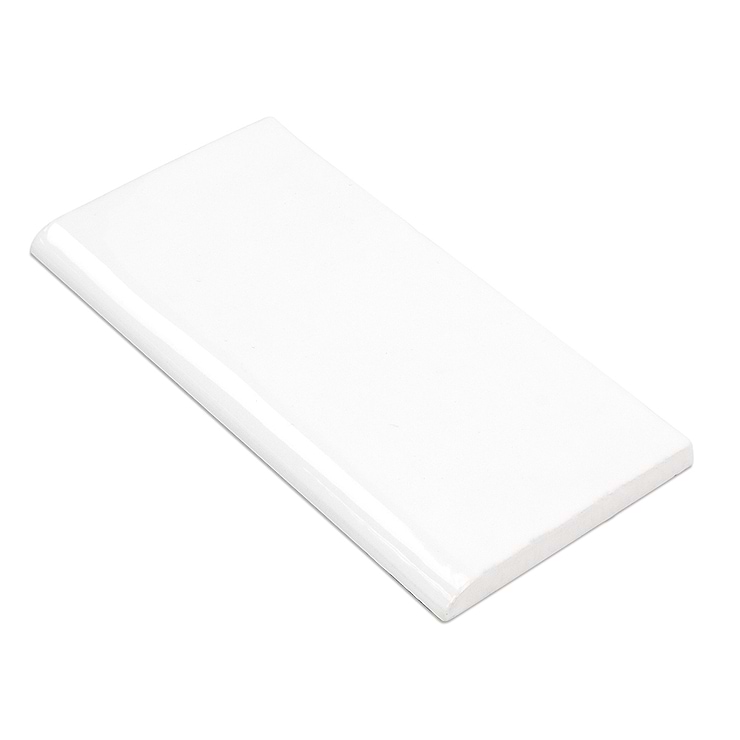 Lancaster  Bianco White 3x6 Ceramic Bullnose; in White Ceramic ; for Backsplash, Kitchen Wall, Wall Tile, Bathroom Wall; in Style Ideas Beach, Farmhouse