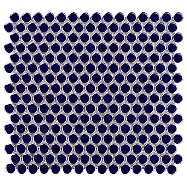 Eden Rimmed Royal Blue Penny Round Polished Ceramic Tile