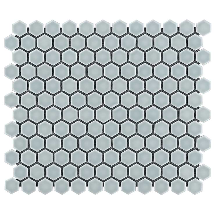 Eden 2.0 Modern Gray Rimmed 1" Hexagon Polished Porcelain Mosaic
