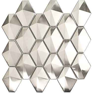Terrapin Silver Octagon Polished Metal Mosaic
