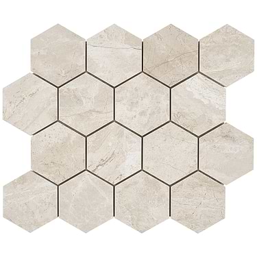 Cream Misto Beige 3" Hexagon Honed Marble Mosaic