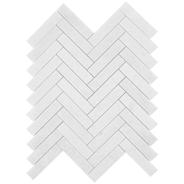 Snow White 1x4 Herringbone Honed Marble Mosaic