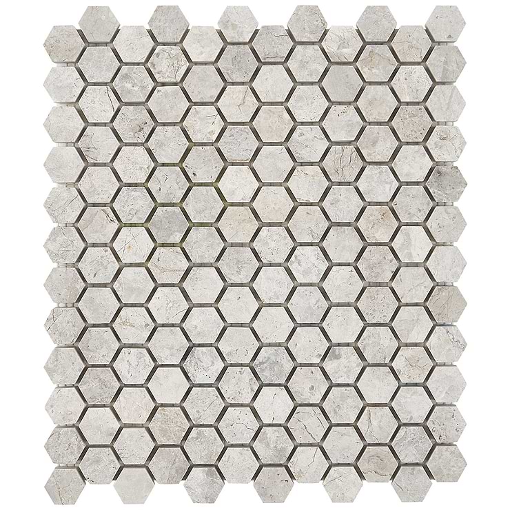 Tundra Gray 1 Honed Hexagon Limestone Mosaic