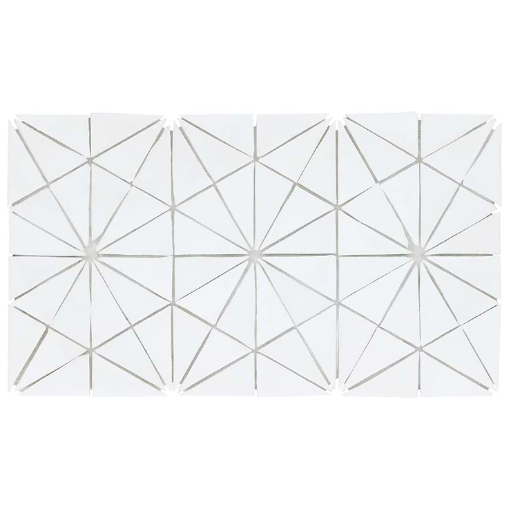 Ohana Kaleidoscope White Triangle Glass Mosaic Tile
