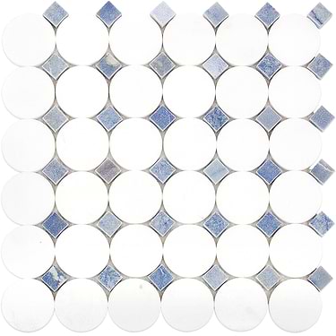 Kinetic  Satellite Thassos & Blue Macauba Marble Polished Mosaic Tile - Sample