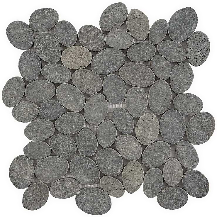 Nature Lava Black Round Pebble Mosaic