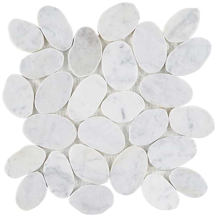 Nature Round XL Carrara Marble Honed Mosaic Tile