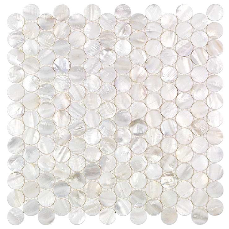 Oyster White Pearl Penny Round Tile