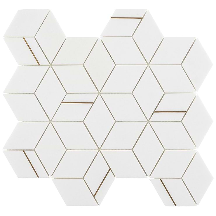 Morgana Thassos Polished Marble and Brass Mosaic Tile