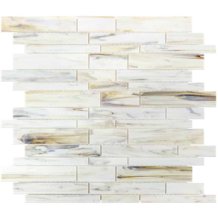 Matchstix Aura White Stained Glass Mosaic Tile