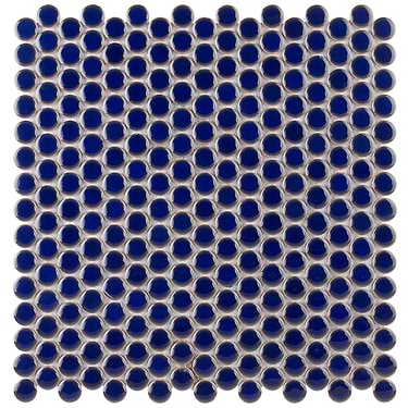 Eden Rimmed Royal Blue Penny Round Polished Ceramic Tile