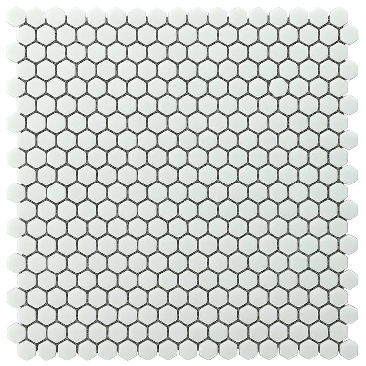 Zoe Perla Iridescent White 1/2" Hexagon Polished Glass Mosaic Tile