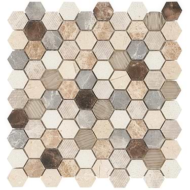 Esker Windrift Beige Textured Hexagon Marble Mosaic