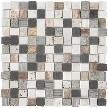 Esker Stratus Multicolor 1x1 SquareTextured Marble Mosaic