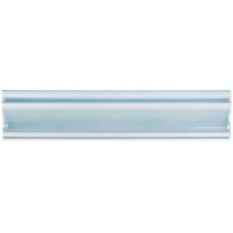 Seaport Topacio 2X10 Chair Rail; in Light Blue White Body Ceramic; for Backsplash, Bathroom Wall; in Style Ideas Beach