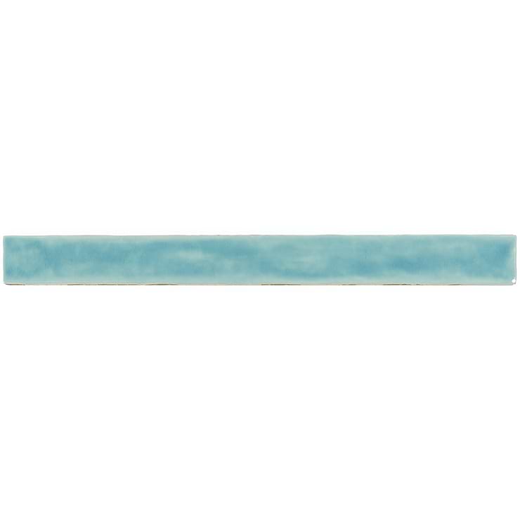 Carolina Bay 2x20 Polished Crackled Ceramic Wall Tile, Blue + Turquoise