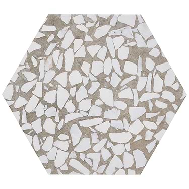 Terrazzo Hex Grigio 9" Matte Porcelain Tile  - Sample