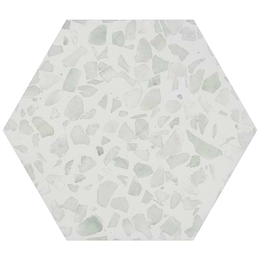 Terrazzo Hex Green 9" Matte Porcelain Tile  - Sample