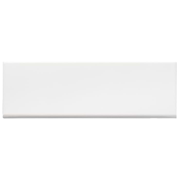 Park Hill White 4x12 Polished Porcelain Bullnose; in White Porcelain; for Backsplash, Bathroom Wall, Kitchen Wall, Outdoor Wall, Pool Tile, Shower Wall, Wall Tile