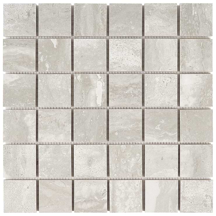 Basic Travertine Silver 2x2 Matte Porcelain Mosaic Tile