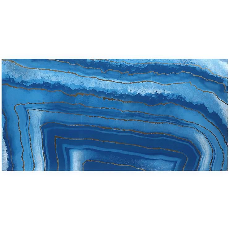 Agate Art Azul Blue 24x48 Artisan Decor Polished Porcelain Tile