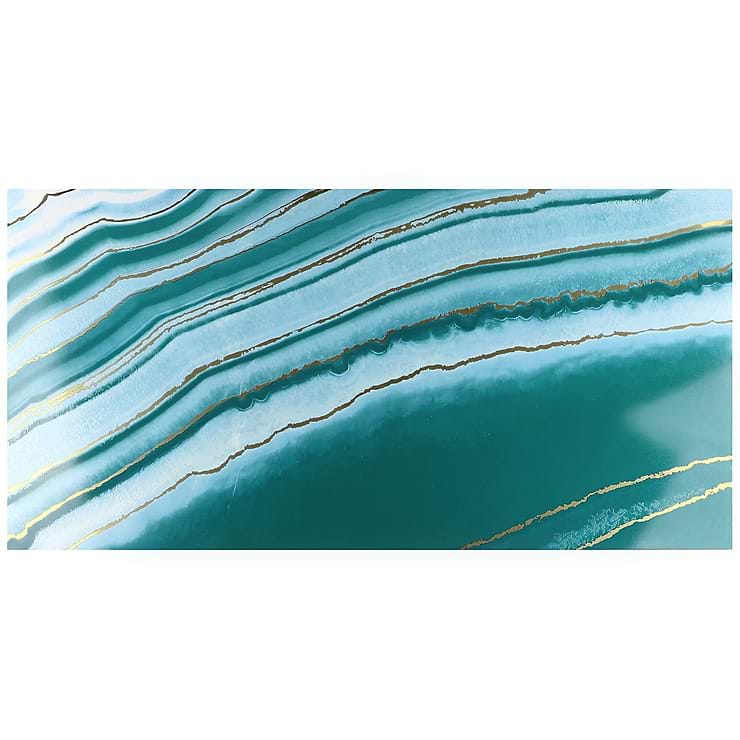 Agate Art Ocean Green 24x48 Artisan Decor Polished Porcelain Tile