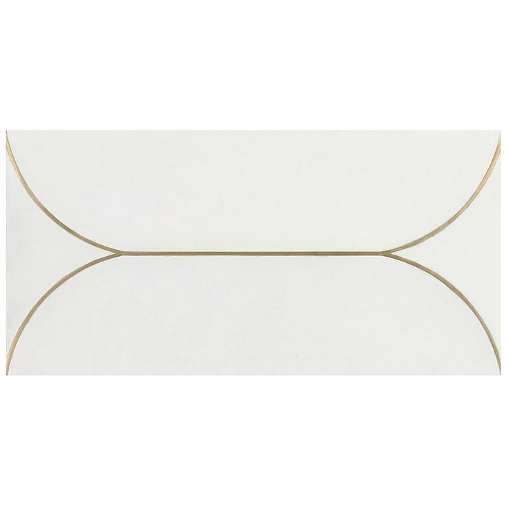 Calypso 3D Carved Bianco White Brass Inlay 8x16 Textured Honed Marble Limestone Tile