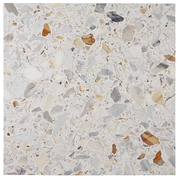 Terrazzo Italy Sacra Calacatta White 24x24 Honed Terrazzo Tile
