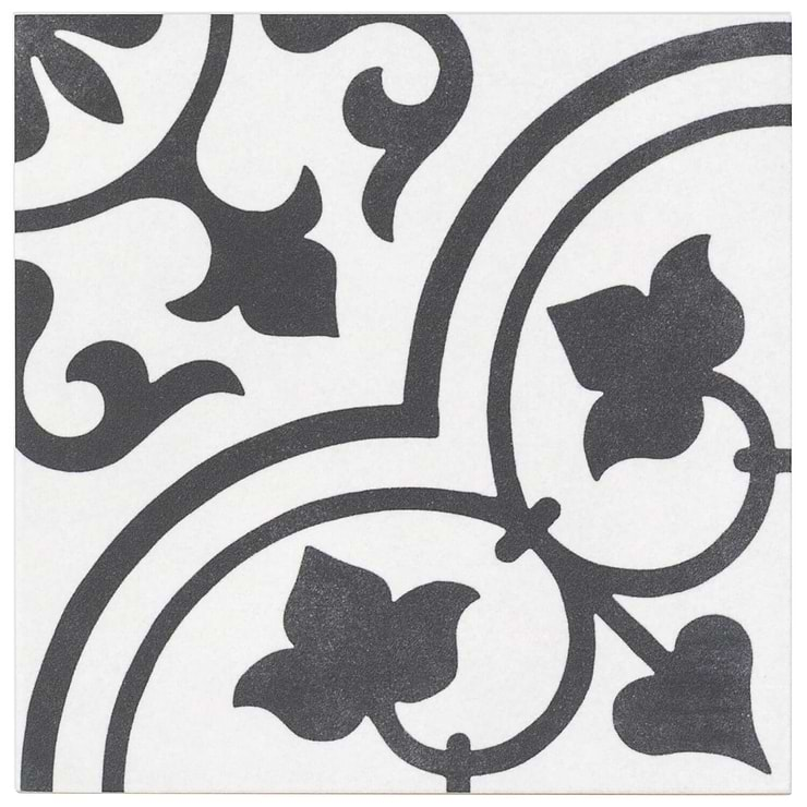 Cascais White Ornate 9x9 Matte Porcelain Tile | Tilebar.com