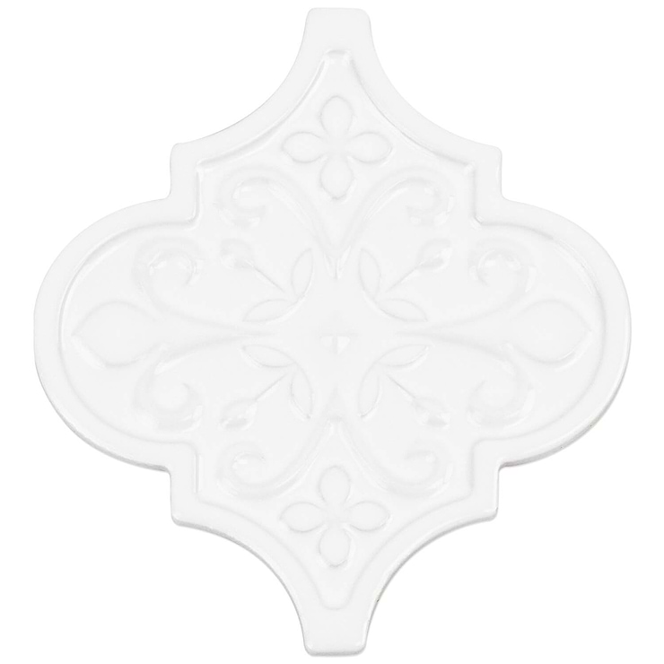 Byzantine Florid Arabesque Bianco Ceramic Wall Tile