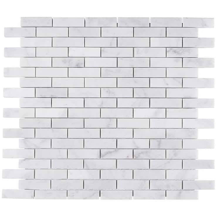 Disco-Carrara 1/2x2 Marble Polished Mosaic Tile