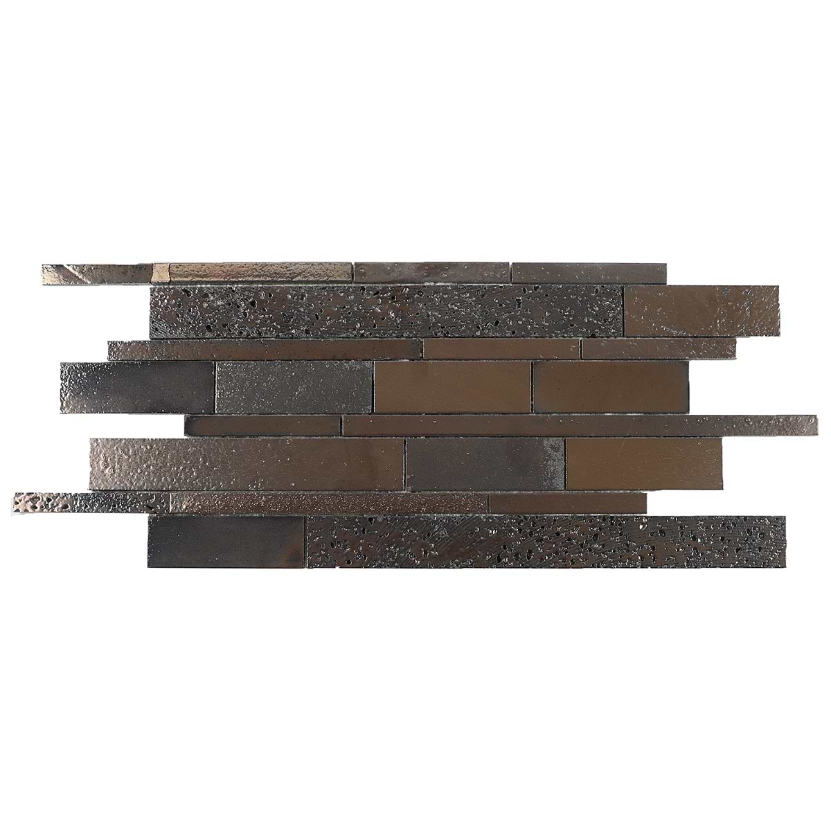 SampleMagma Ledger Bronze Polished Lava Stone Mosaic Tile