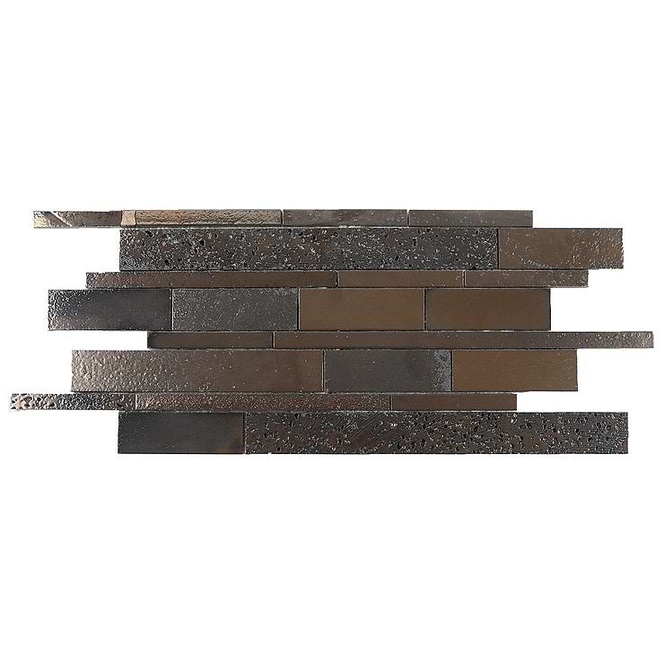Magma Ledger Bronze Polished Lava Stone Mosaic Tile